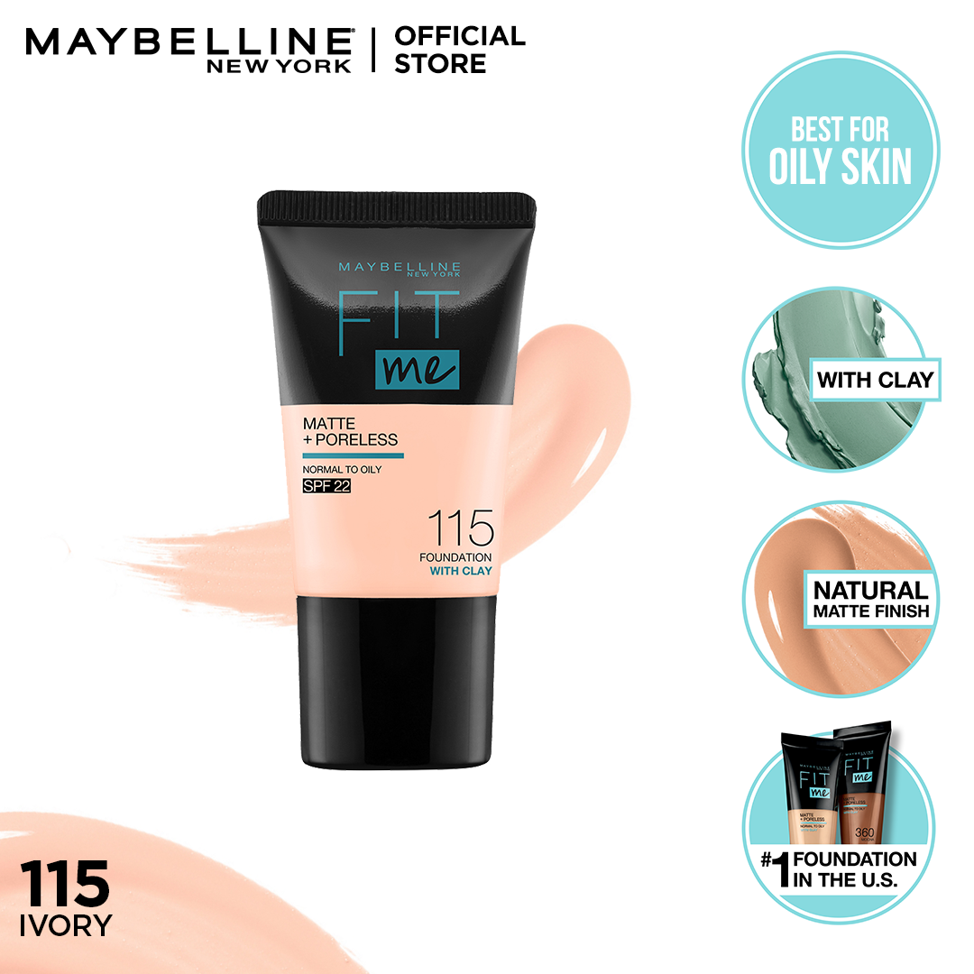 Maybelline New York Fit Me Matte & Poreless Liquid Foundation 18Ml Mini Tube - 115 Ivory - For Normal To Oily Skin jar close up