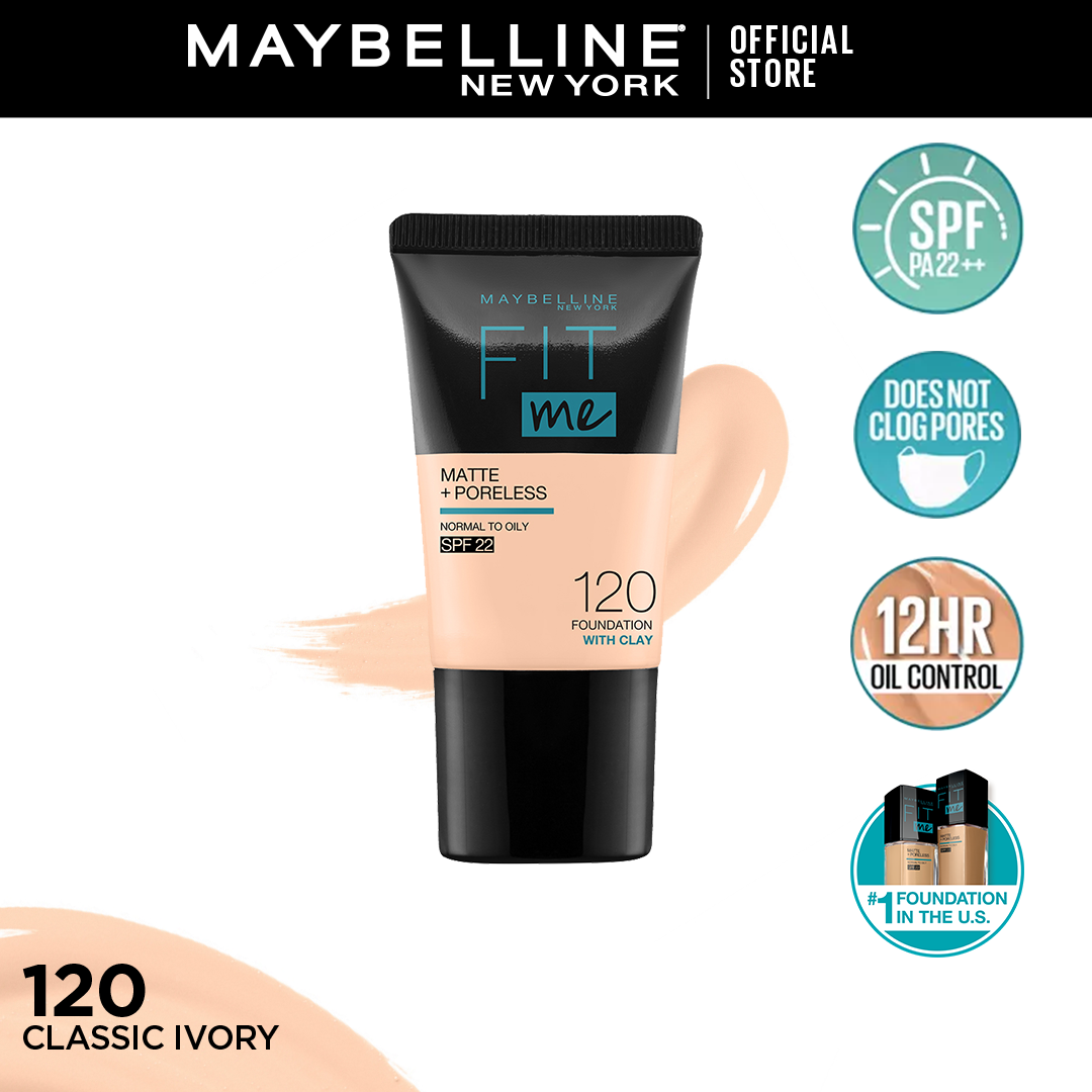 Maybelline New York Fit Me Matte & Poreless Liquid Foundation 18Ml Mini Tube - 120 Classic Ivory - For Normal To Oily Skin jar close up