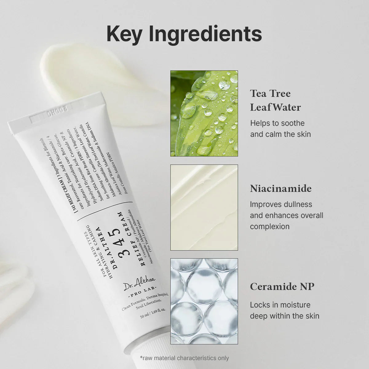 Dr.Althea - 345 Relief Cream ingredients label