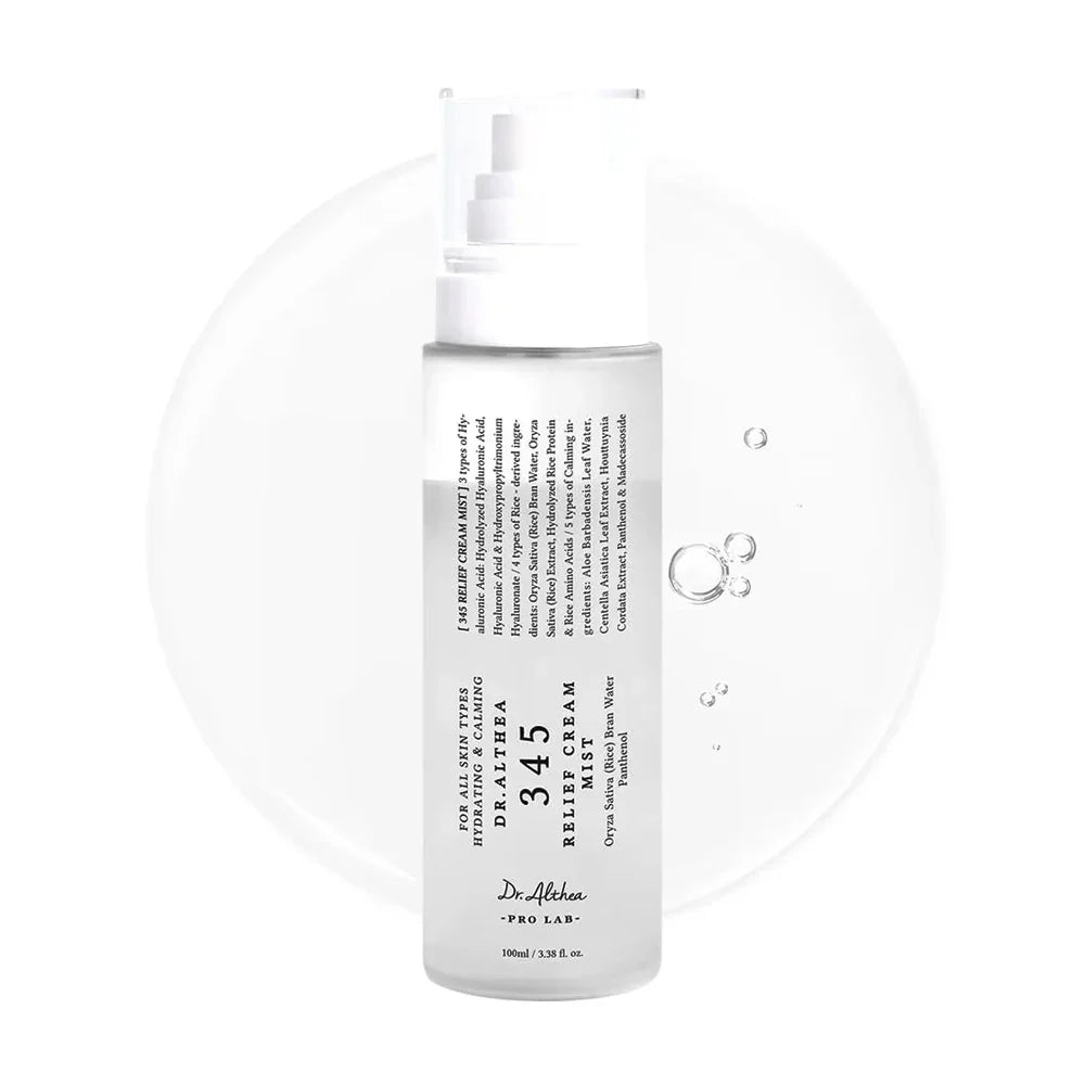 Dr. Althea - 345 Relief Cream Mist 60ml ingredients label