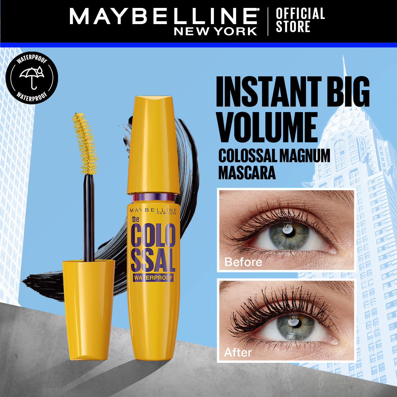 Maybelline The Colossal Waterproof Mascara 9.2Ml jar close up