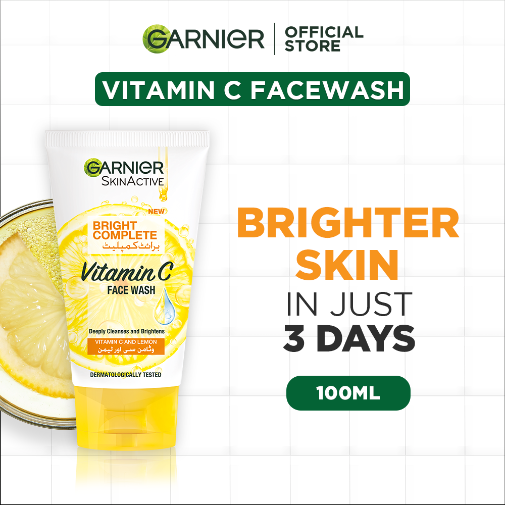 Garnier Skin Active Bright Complete Face Wash 100Ml - For Brighter Skin jar close up