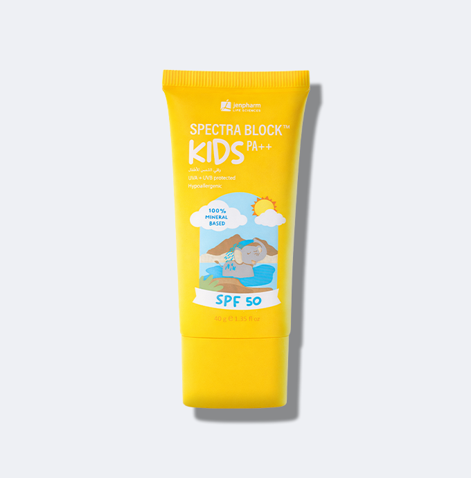 Jenpharm Spectra Block Kids SPF50 PA++ 40g jar close up