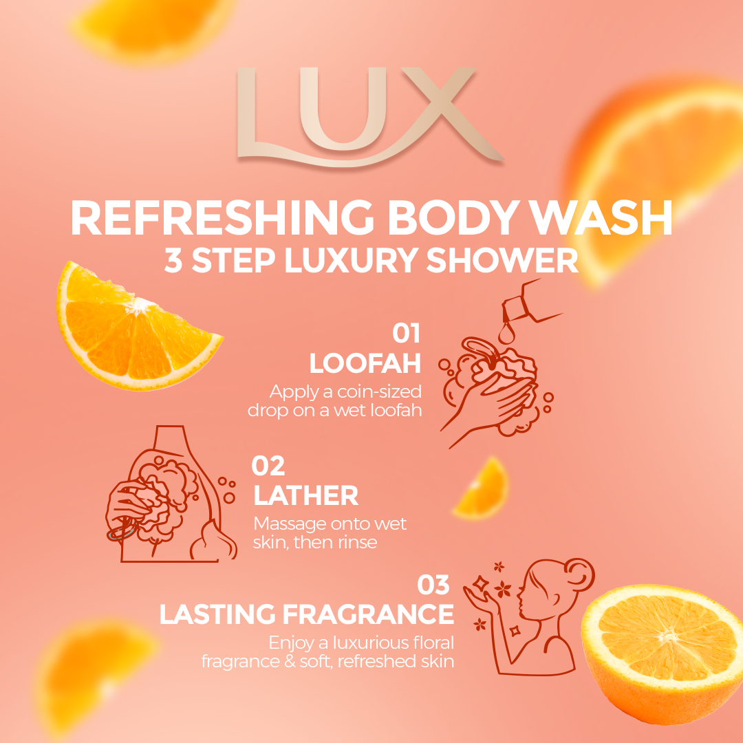 LUX - Tangerine Bodywash - 250ML before after skin results