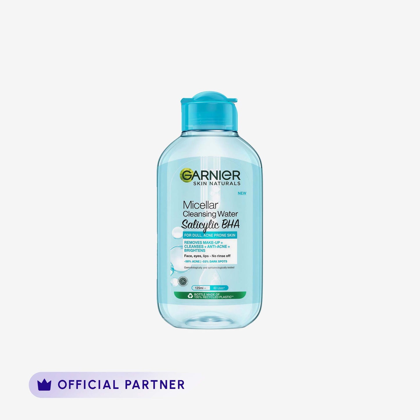 Garnier Salicylic + BHA Micellar Cleansing Water for Acne Prone Skin - 125Ml front packaging
