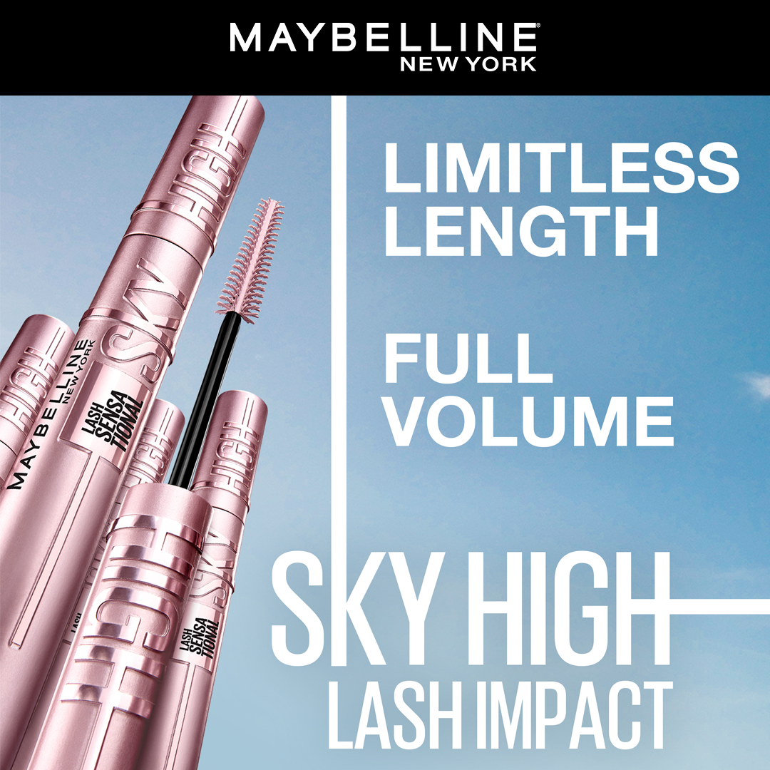 Maybelline New York Lash Sensational Waterproof Sky High Mascara for Limitless Length Korean skincare Pakistan