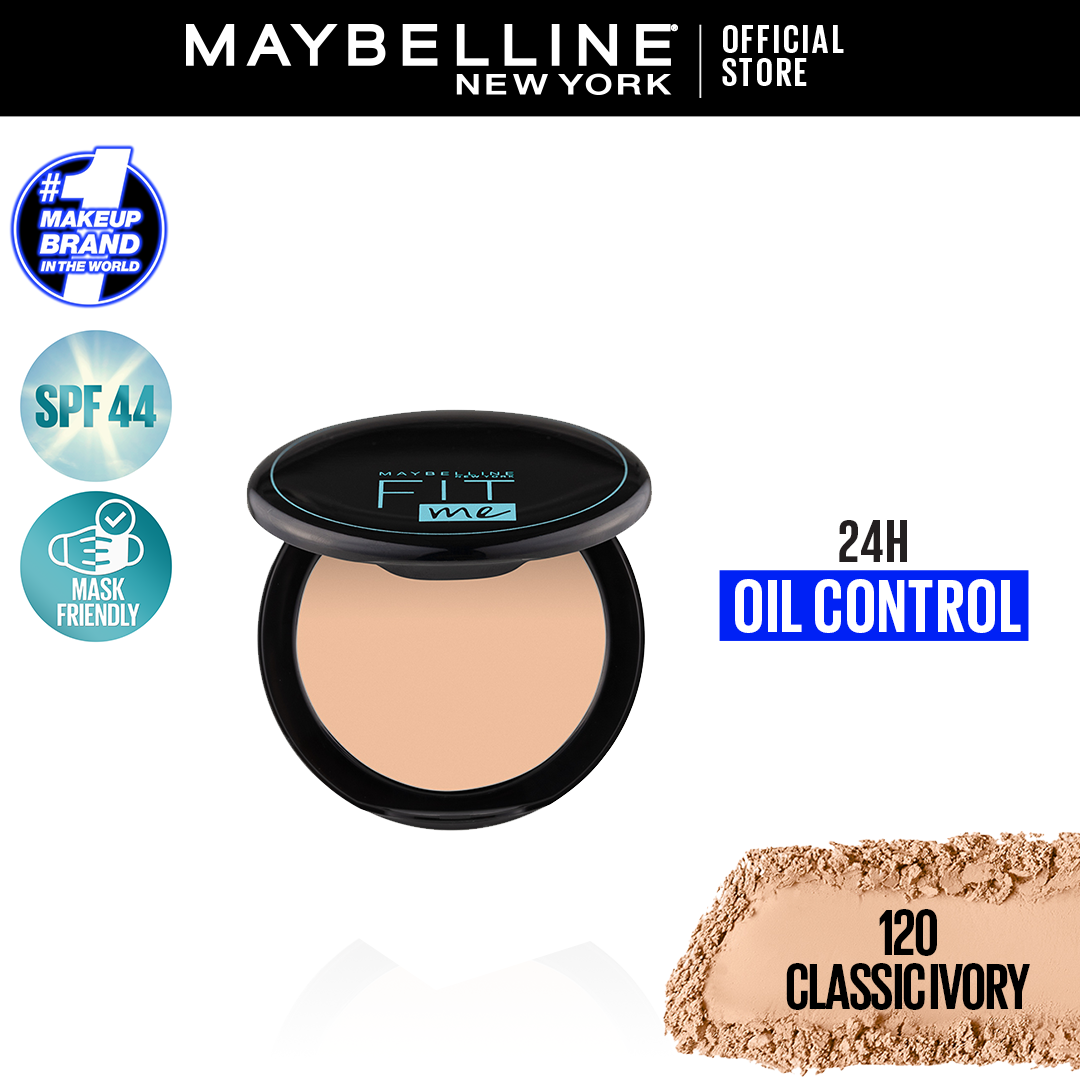 Maybelline Fit Me Matte & Poreless Compact Powder 120 Classic Ivory 6Gm jar close up