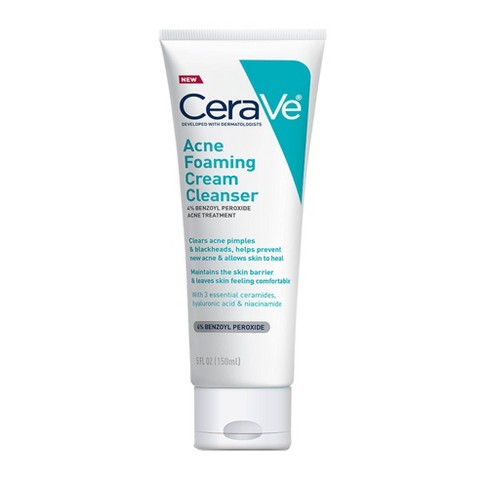 Cerave Acne Foaming Cream Cleanser 4% BENZOYL PEROXIDE ACNE TREATMENT 150ML(3-2025)