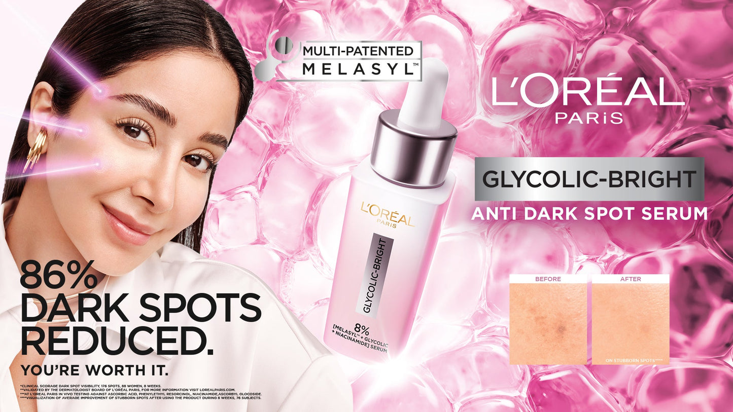 L’Oréal Paris - Glycolic Bright Melasyl Anti Dark Spot Serum ingredients label