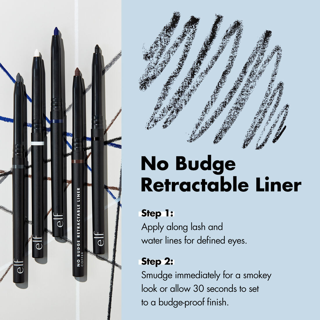 ELF NO BUDGE RETRACTABLE EYELINER