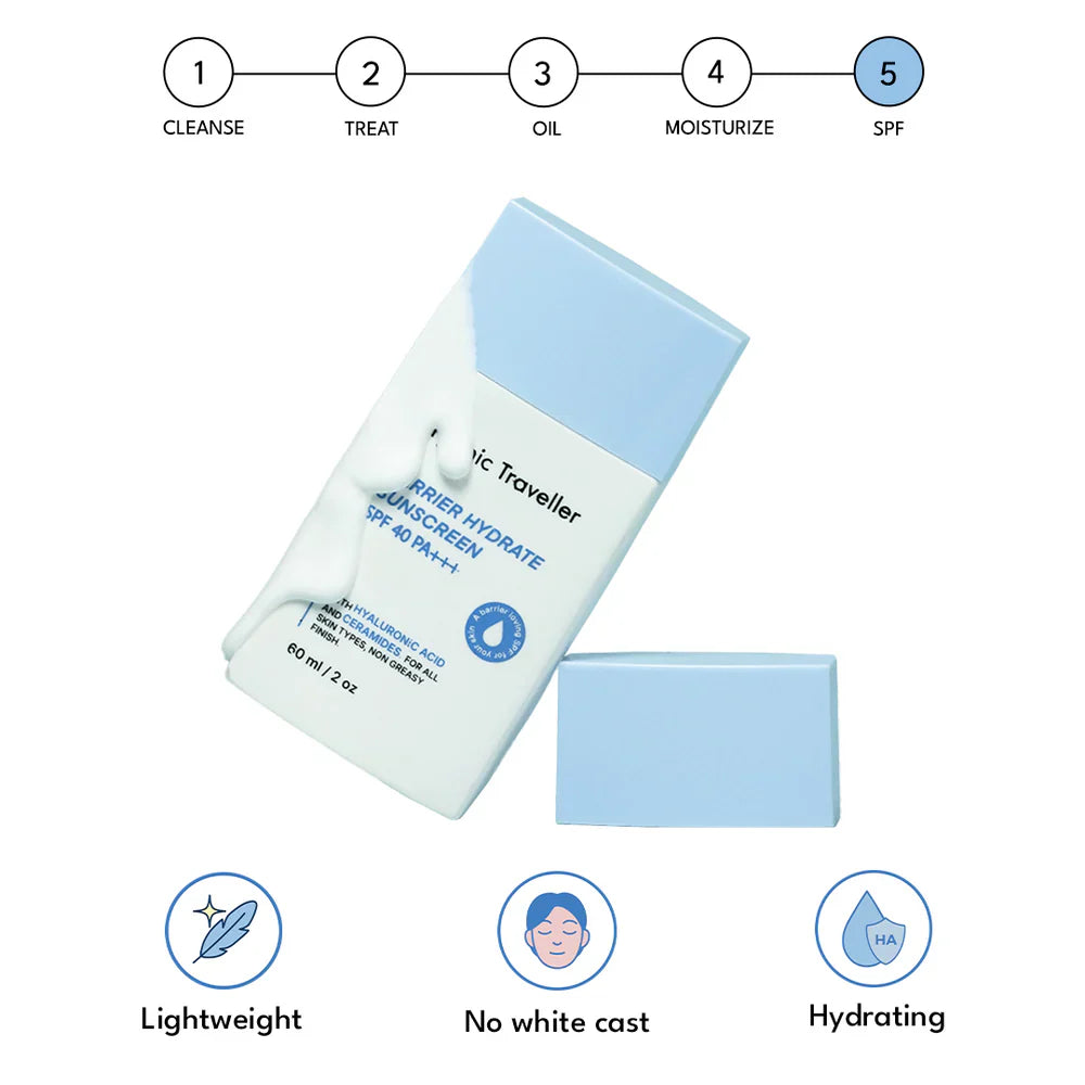 Organic Traveller - Barrier Hydrate Sunscreen ingredients label
