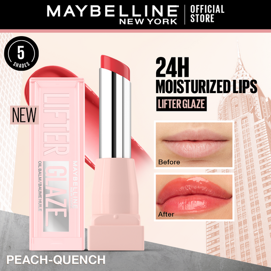 Maybelline Lifter Glaze, Tinted Lip Oil Balm with cherry extract - 24Hr Hydrated Lips front packaging