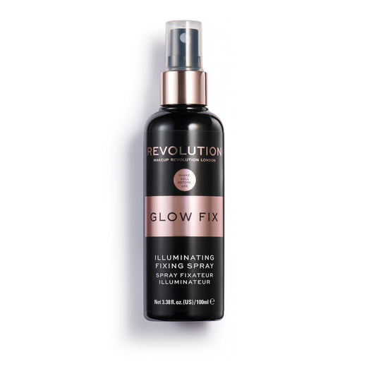 Revolution Glow Fix Illuminating Setting Spray 100ml front packaging
