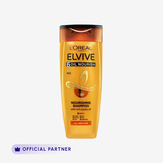 L'Oreal Paris Elvive 6 Oil Nourish Shampoo 360 Ml - For Dull & Dry Hair front packaging