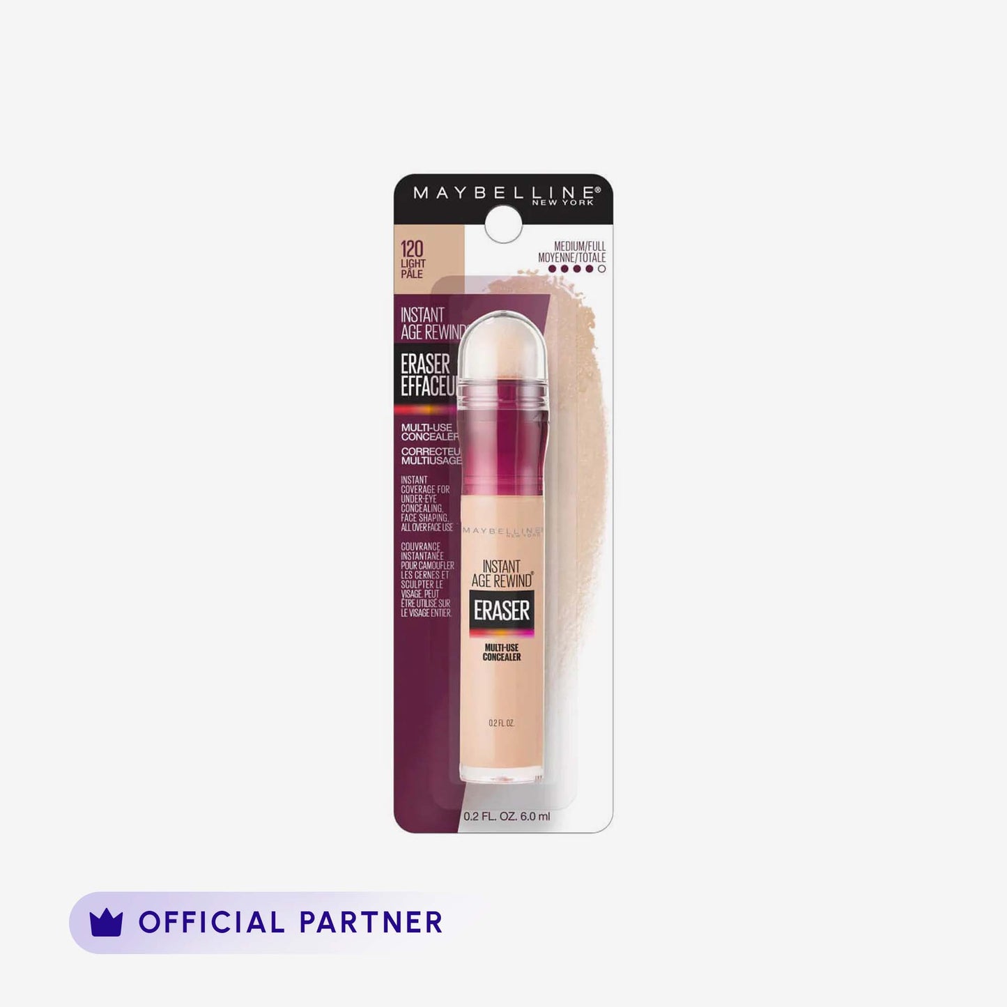 Maybelline Instant Age Rewind Eraser Multi Use Concealer 120 front packaging