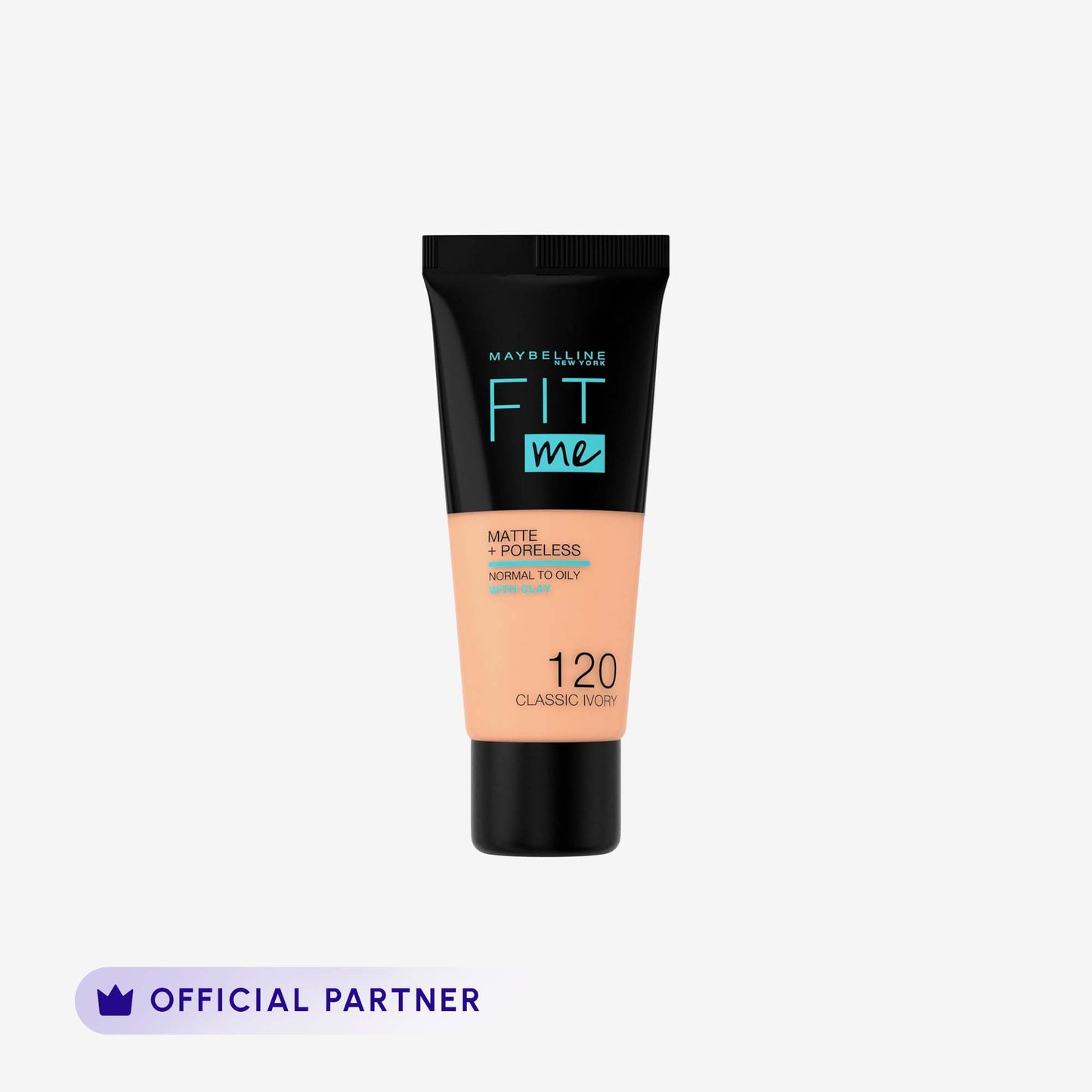 Maybelline New York Fit Me Matte & Poreless Liquid Foundation 18Ml Mini Tube - 120 Classic Ivory - For Normal To Oily Skin front packaging