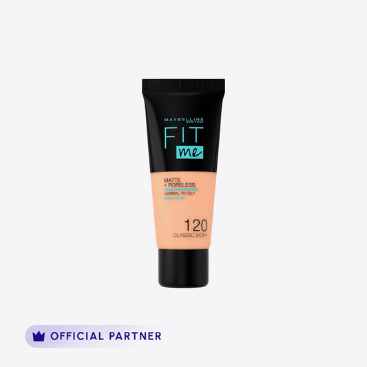 Maybelline New York Fit Me Matte & Poreless Liquid Foundation 18Ml Mini Tube - 120 Classic Ivory - For Normal To Oily Skin front packaging