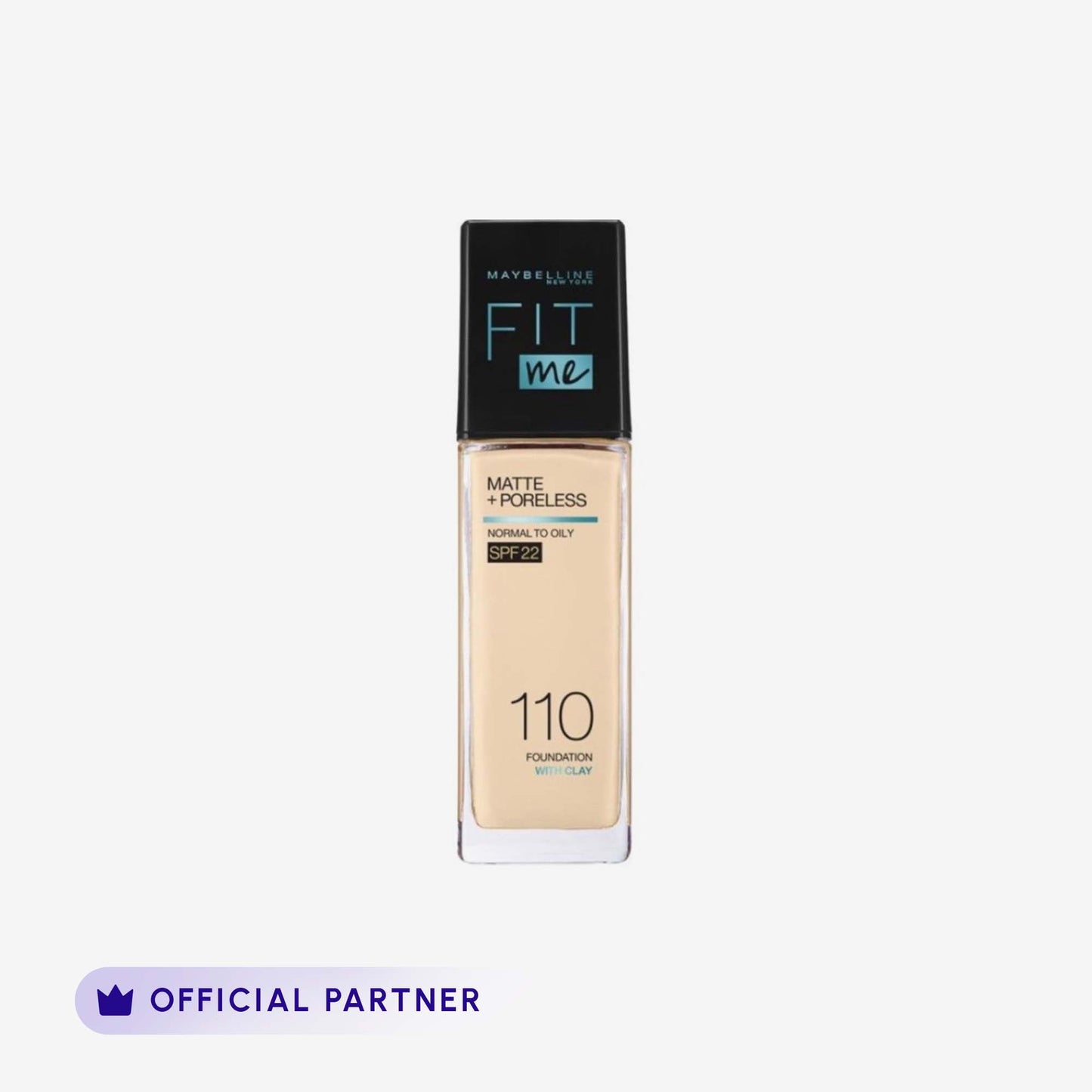 Maybelline Ny New Fit Me Matte + Poreless Liquid Foundation Spf 22 - 110 Porcelain 30Ml - For Normal To Oily Skin front packaging