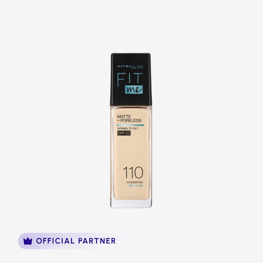Maybelline Ny New Fit Me Matte + Poreless Liquid Foundation Spf 22 - 110 Porcelain 30Ml - For Normal To Oily Skin front packaging