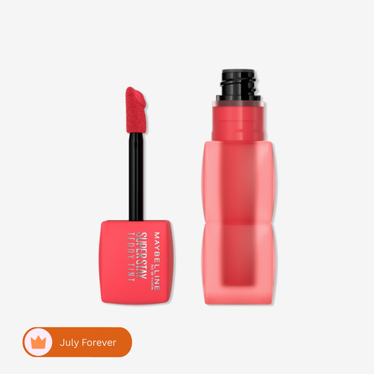 Maybelline New York's Super Stay Teddy Tints The 12-Hour Liquid Lip Tint! front packaging