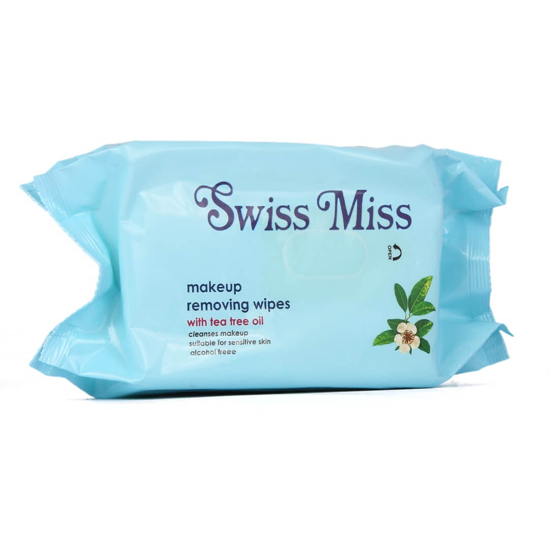 Swiss Miss - Makeup Remover Wipes With Tea Tree Oil 60 Pcs jar close up