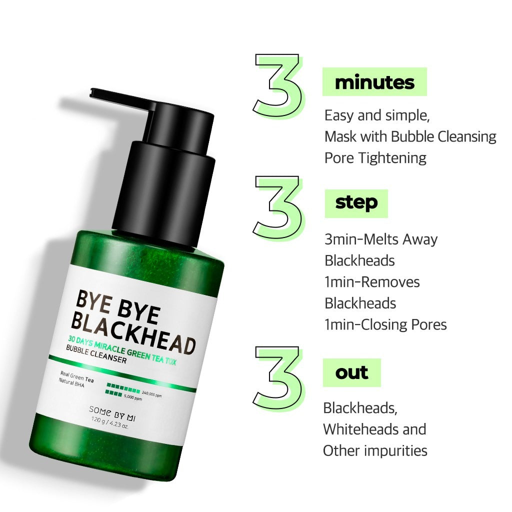 SOME BY MI, Bye Bye Blackhead 30 Days Miracle Green Tea Tox Bubble Cleanser, 4.23 oz (120 g)