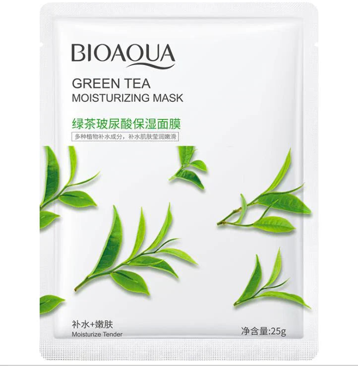 Bioaqoua Green Tea Moisturizing Mask 25G - 1 PC jar close up