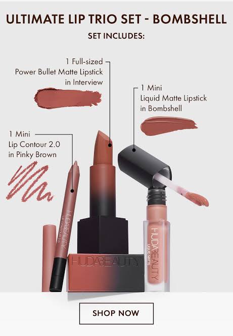 Huda Beauty The Ultimate Lip Trio Set - Bombshell