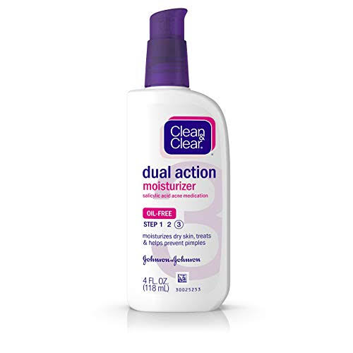 Clean & Clear Dual Action Moisturizer, Salicylic Acid Acne Medication, 4 fl oz (118 ml)