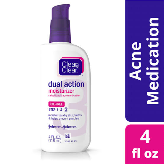 Clean & Clear Dual Action Moisturizer, Salicylic Acid Acne Medication, 4 fl oz (118 ml)