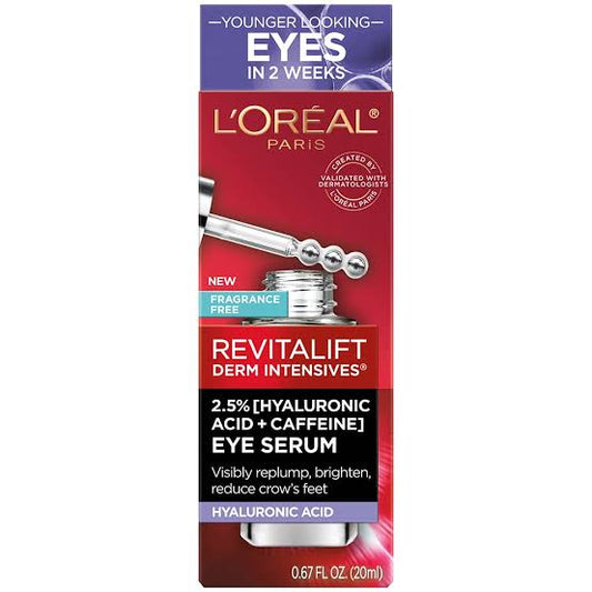 L'Oreal Paris Revitalift 2.5% [HA] + 1% Caffeine Eye Serum - 20ML USA IMPORTED